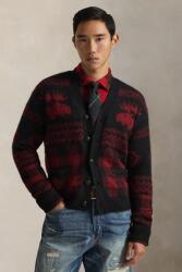 Ralph Lauren gyapjú kardigán - burgundia L