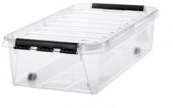 Smartstore Műanyag tárolódoboz, 31 liter, fekete fogantyúkkal és görgőkkel, SMARTSTORE Classic 35, átlátszó - officeland