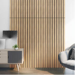 Wohnen Akusztikus fali panel 4db 120x60 cm világos tölgyfa hatású lamellás falburkolat dekorpanel - hazravalo - 50 300 Ft