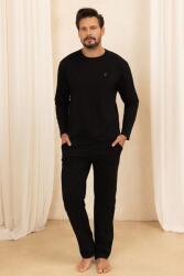 Regina Jack férfi pamutpizsama, fekete, hosszú, XL