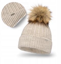 PaMaMi Női Téli Sapka PaMaMi, 85% akril, szőrme pompon, 55-58cm fejkörfogat (Uniwersalna Jesienno-Zimowa Czapka z Pomponem)