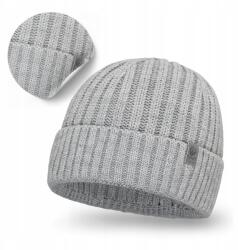 PaMaMi Férfi Téli Sapka, világosszürke, akril, kihajtható (Wywijana Modna Czapka Jesienno-Zimowa)