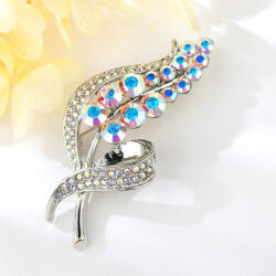  Platinával bevont virágszál bross színjátszó Swarovski kristályokkal (0156. ) (G500047E09Y)