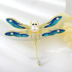  Nagyméretű szitakötő bross áttetsző cirkónia kristályokkal (0037. ) (G500242C05Y)