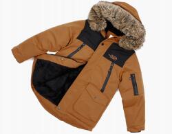 F-26 Téli kabát szőrmével világosbarna fekete parka bestseller 14 164 170 (YF-2011A1)