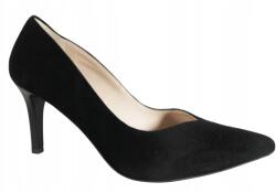 Kaniowski bőr fekete velúr cipő, Size 36 (k-1443/032)