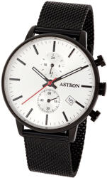 ASTRON 8012-0 sportos férfi karóra, multifunkciós, fekete színű nemesacél tok, fekete nemesacél csat, ezüst színű számlap, keményített ásványüveg, quartz szerkezet, 50 m (5 ATM) vízállóság (8012-0) - astrono