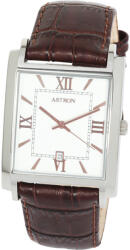 ASTRON 5553-7 férfi karóra, ezüst színű nemesacél tok, barna bőrszíj, fehér számlap, keményített ásványüveg, quartz szerkezet, 50 m (5 ATM) vízállóság (5553-7) - astronora