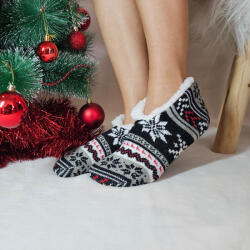 Ollike Női rövid zoknimamusz hópihés mintás Fekete, 35-38 76883