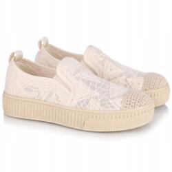 Loretta Vitale W1902 Beige sportcipő, bézs, ekrü szín, platform sarok, textil anyag, Size 38 (W1902 BEIGE)