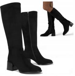 Filippo fekete női csizma, Size 36, velúr, 6cm sarok, 43cm felsőrész (Filippo DKZ6603/25 BK)