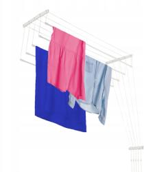 Kadax Fürdőszobai mennyezeti szárítógép, 5 rúd, 140cm, acél, fehér (K5051) Ruhaszárító