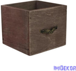  Dekor fiók rusztikus kocka fém fogantyúval - Barna