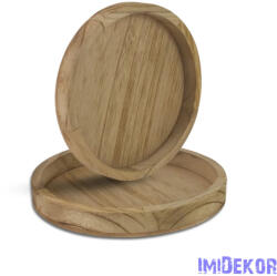  Natúr kerek masszív fa tálca alap 20cm - Barna