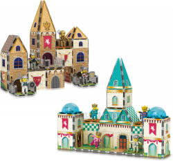 PicassoTiles Set PicassoTiles Castel Medieval 70 piese magnetice de construcție 2-în-1 Jucarii de constructii magnetice
