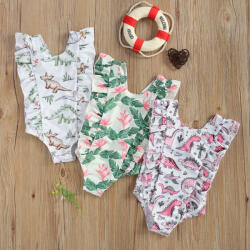 BabyJem Costum de baie jurassic (marime: 80, model: dinozauri verzi) - bekid - 70,00 RON