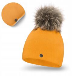 PaMaMi Női Téli Sapka, pomponnal, 100% akril, 55-58cm (Stylowa Jesienno-Zimowa Czapka z Pomponem)