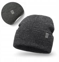 PaMaMi Téli sapka, sötétszürke, 100% akril, 56-60cm fejkörfogat (Modna Czapka Wywijana Jesienno-Zimowa)