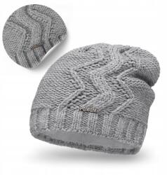 PaMaMi női téli sapka, bélelt polár, szürke, 55-58cm (Stylowa Czapka Jesienno-Zimowa z Polarem)