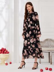 Shein Ruha Nyári Chiffon Virágmintás Bő Szabású Megkötős Nyakkivágással Shein M 38