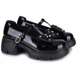 Loretta Vitale Női félcipő, Loretta Vitale, bőr lakk, pánttal, Size 36, fekete (W5330)