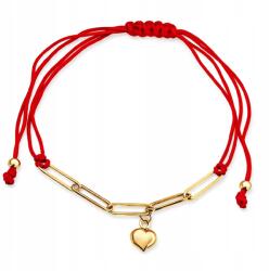Lovrin Arany karkötő 585 piros zsinóros sima szív nagy láncszemek 14kt (Lovrin)