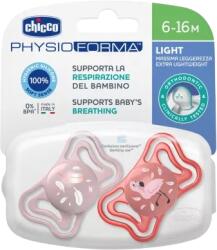 Chicco Suzete din silicon pentru copii 6-16 luni PhysioForma Light Glow Roz, 2 bucati, Chicco