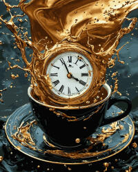 Oh Art! Set pictura pe numere, cu sasiu, Coffee time - culori aurii, 40x50 cm (JX1334)