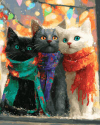 Oh Art! Set pictura pe numere, cu sasiu, Trio blanos iarna, 40x50 cm (ANG1064)