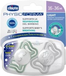Chicco Suzete din silicon pentru copii 16-36 luni PhysioForma Light Glow Unisex, 2 bucati, Chicco