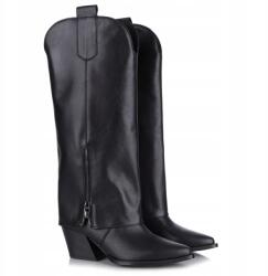 GAMIS Női bőr csizma, Size 36, fekete, bőr, 6cm sarok, cipzárral, Ősz-Tél 2025/2026 (7691 CZARNE LICO)