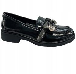 S. Barski Mokaszin Félcipő, Size 37, fekete, lakk (HY42-331A)