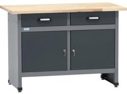 Hobby Tools Banc de lucru Profi 2, 120 x 84 x 60 cm, 2 sertare, blat din lemn 3 cm, negru/gri antracit (HOBH12268074)