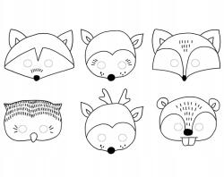 Party Deco Erdei maszkok, mix, papír, róka, hód, őz, szarvas, mosómedve, bagoly (MASZ1)