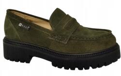 Nessi Női félcipő, Size 39, bőr, zöld velúr (22340)