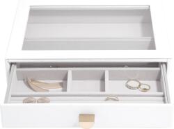 Stackers Casetă pentru bijuterii Stackers Pebble cu 6 compartimente classic albă cu sertar și capac de sticlă (75787)