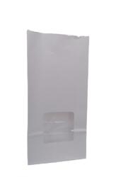 Msg Ambalaje Punga hartie alba , Stand up, cu fereastra, baza patrata, laminata complet la interior 12x6x25 cm, 100 buc set