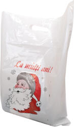 Msg Ambalaje Sacose, pungi tip banana din polietilena alba, personalizate MOS CRACIUN. 50 buc set