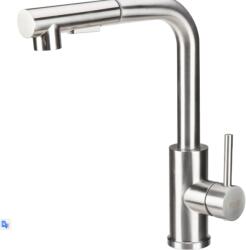 Evotools Baterie Bucatarie Lebada Tip L cu Dus Extractibil INOX 5001 L[mm]: 190; H[mm]: 300; Hu[mm]: 260 (681333)
