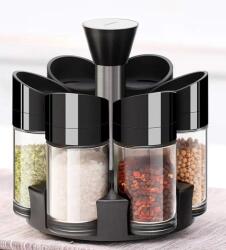 SPICE Organizator condimente 6 piese, Suport Rotativ, Negru (AH0487-39) Solnita condimente