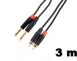 Thunder Germany YC834-3 Sztereo jelkábel (2x 6, 3 mm Jack papa - 2x RCA papa) - (3m) - thundergermany