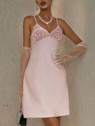 Shein Party Szatén Ruha Flitteres Nyakkivágással Rózsaszín Shein Xs 34