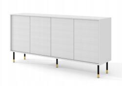 Homlando Komód Sherwood, 180cm, 4D, fehér matt, mart frontok, fém lábak (5903769742844)