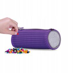 PIXIE CREW tolltartó, szürke, lila panel, kerek, cipzáras (PXA-05-W14)