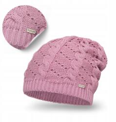 PaMaMi téli sapka, hupikék törpikék, rózsaszín, áttört, 55-58cm, 100% akril (Uniwersalna Czapka Jesienno-Zimowa Brudny Róż)