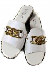 S. Barski Flip-flop papucs, Size 40, arany, környezetbarát bőr (SS27-74)