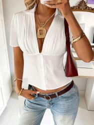 Shein M Női Rövid Ujjú Ing, fehér