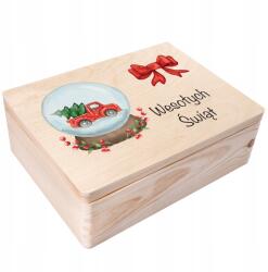 Creative Deco Karácsonyi doboz személyre szabott karácsonyi üdvözlő ajándék 40x30 (JANCDSD140BCUSTOMCHRISTCARSNOWBALLFBM)