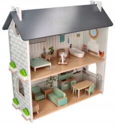 Adam Toys Hangulatos Babaház, emeletes, fa bútorokkal, 47×21×47cm, 3+ éveseknek (3457174980657)