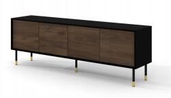 Homlando Rtv szekrény Sherwood, 180cm, fekete, tölgy, fém lábak (5903769741953)